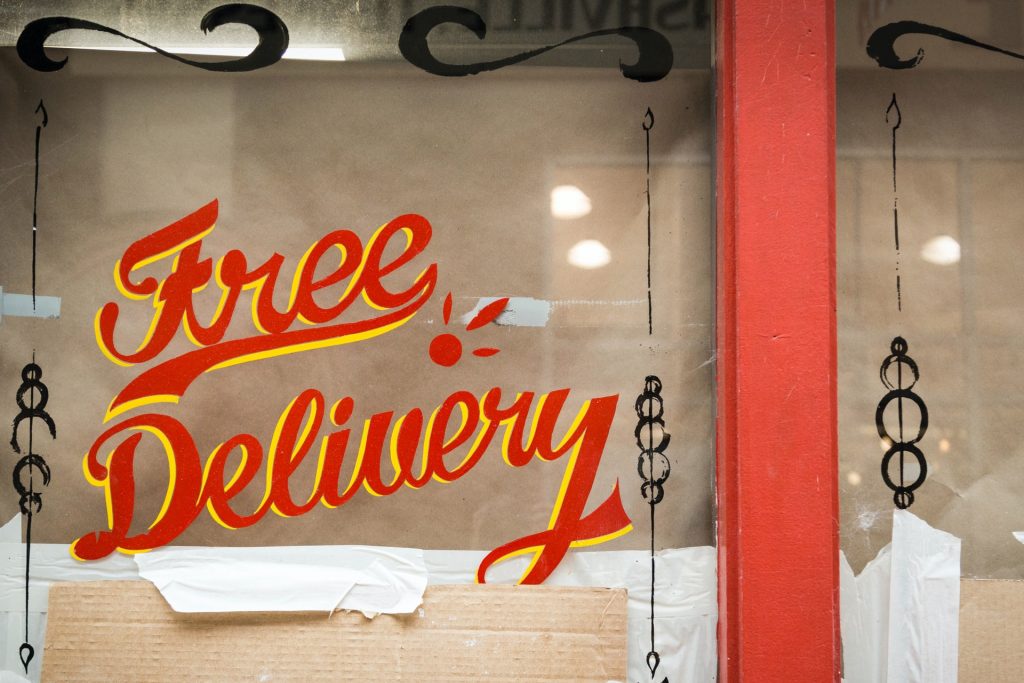 Free delivery sign