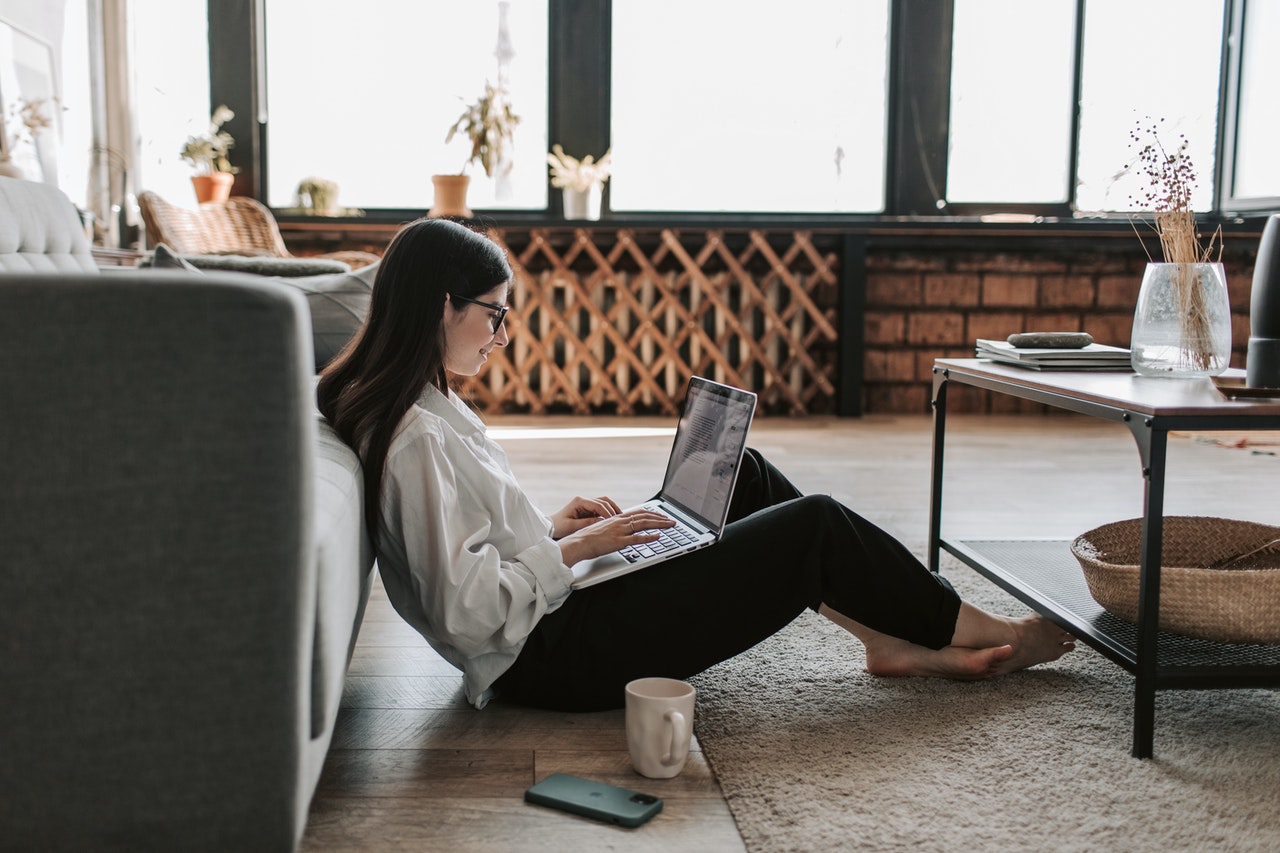 Woman working on laptop