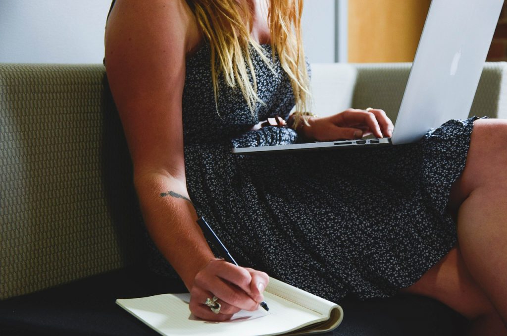 Woman working on laptop