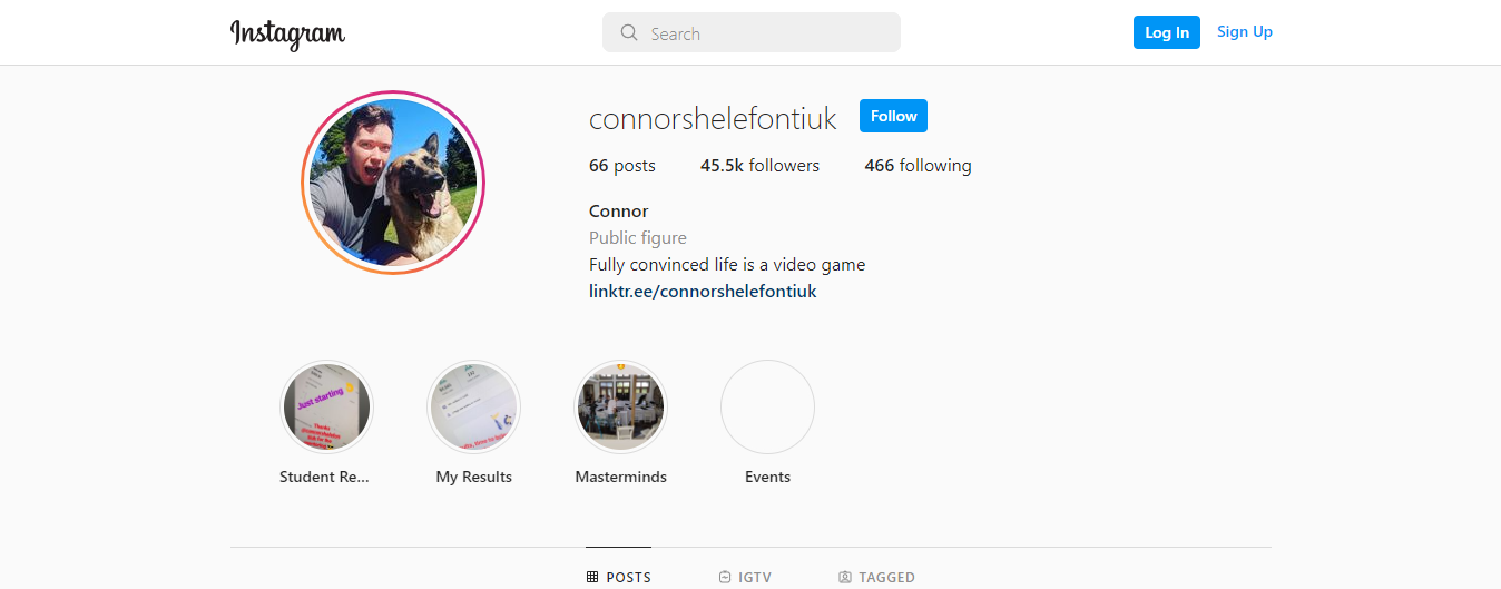 Connor Shelefontiuk Instagram feed