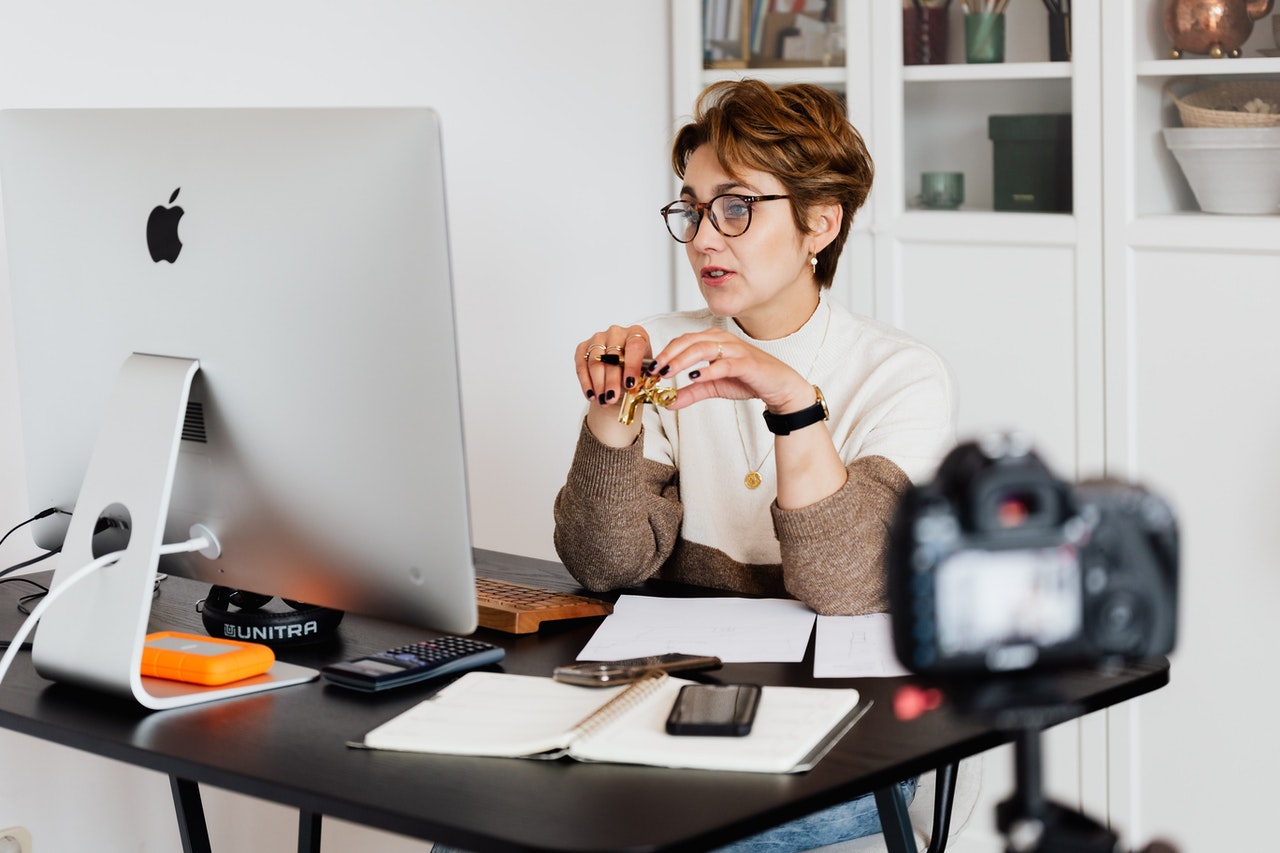 Woman on online course